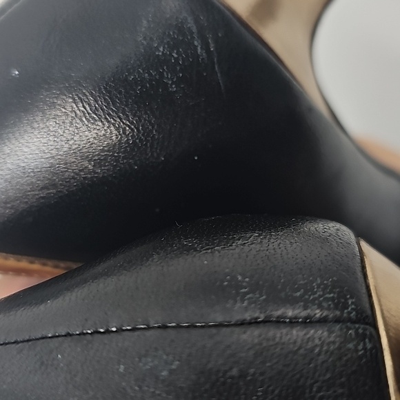 Cole Haan Black w Gold Trim Mary Jane Pointed Toe Pumps W Gold Heels Size: 9M - Picture 12 of 15